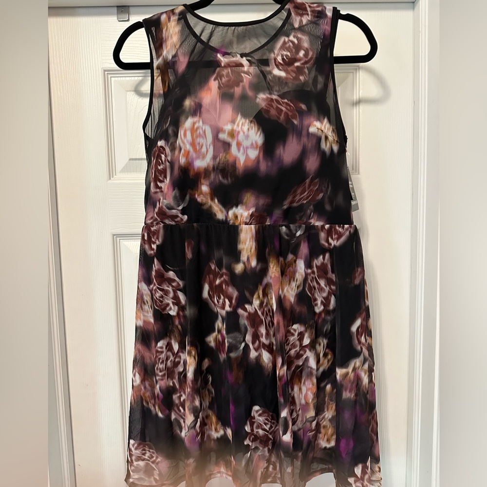 Torrid Black and Purple Lightly Lined Swim Dress w/ removable push up pads
